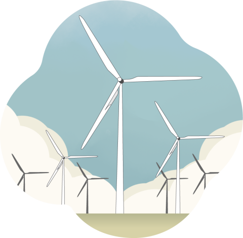 Graphic of a wind farm